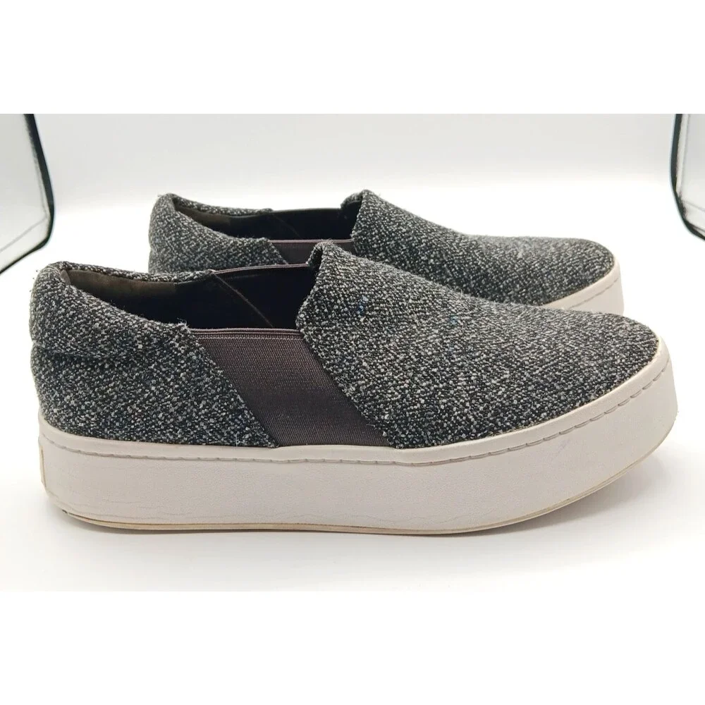 Vince Warren Sneakers Shoes Wm 8.5 Gray Tweed Slip On Platform Nautical Preppy